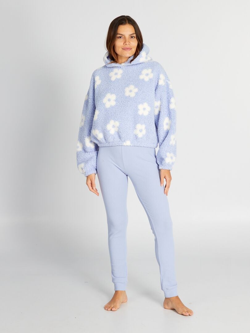 2-delige pyjamaset met capuchon en broek - BLAUW