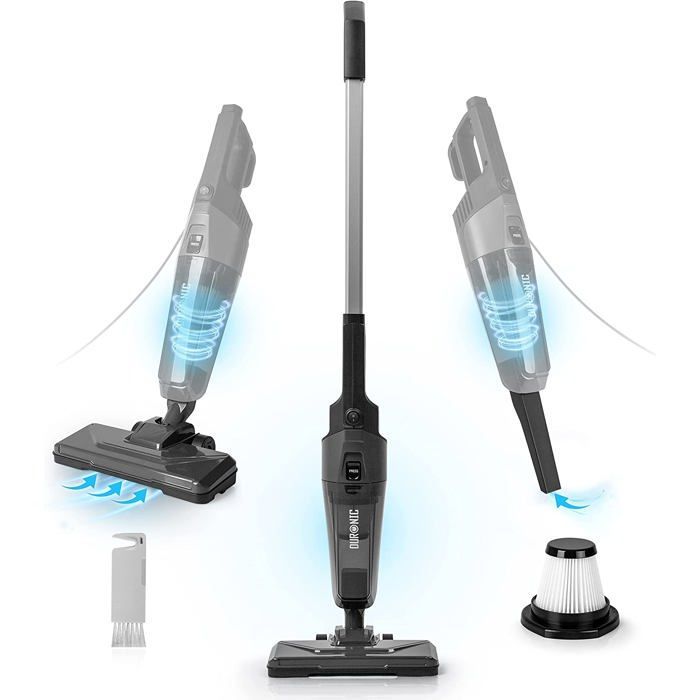 Aspiradora de mano y de escoba Duronic VC9 de 600 W | Sin bolsa | Compacta y ligera | Incluye 2 filtros HEPA | Con cable y portátil | Para
