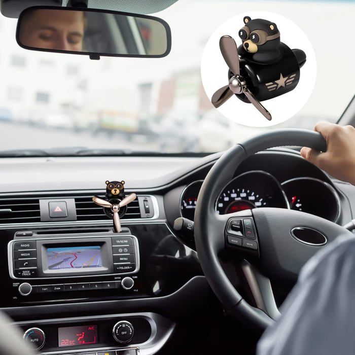 Clip para rejilla de ventilación del coche, ambientador de coche con forma de osito, difusor giratorio para rejilla de ventilación del coche