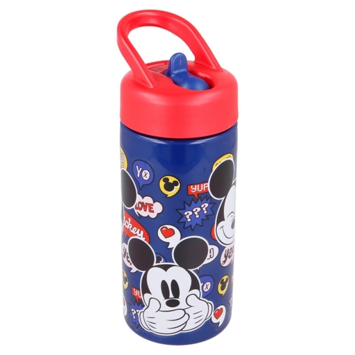Garrafa de água com canudo do Mickey Mouse, 410ml