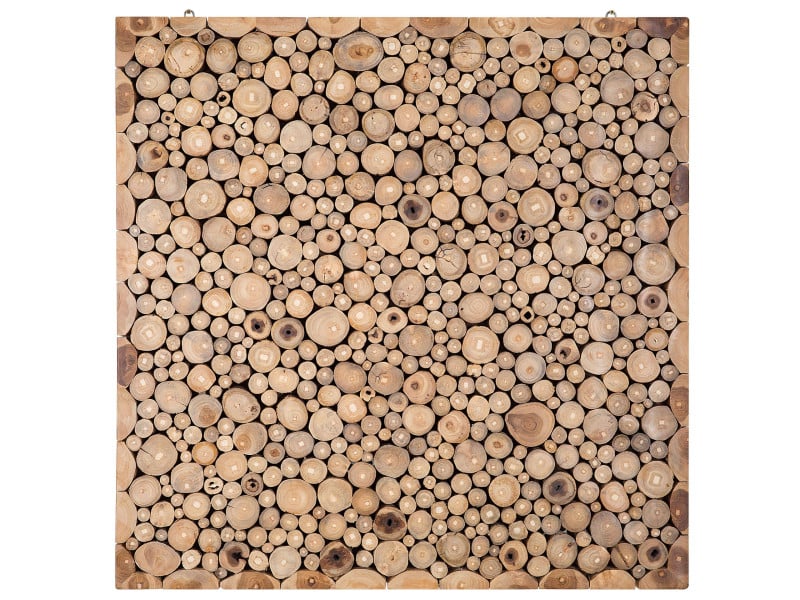 Dekoracja ścienna 82x82 drewno tekowe jasne