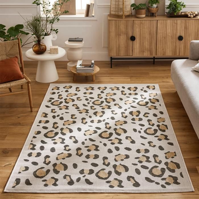 Tapis d'extérieur - NAZAR RUGS - SAVANNA - Léopard - Crème - 120x160 cm