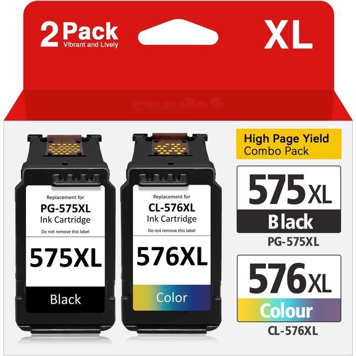 575 576 XL -yhteensopiva mustekasetti Canonille PG-575XL CL-576XL | Monipakkaus mustaa ja värillistä | Riittoisa XL | Canonille [J92]