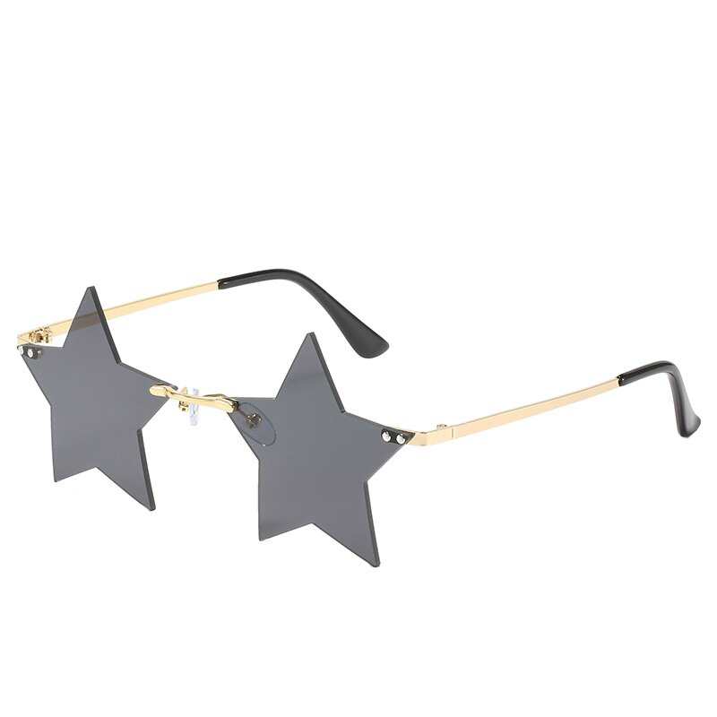 Óculos de Sol Vintage Exclusivos Sem Armação com Estrela de Cinco Pontas para Mulheres - Moda Retrô