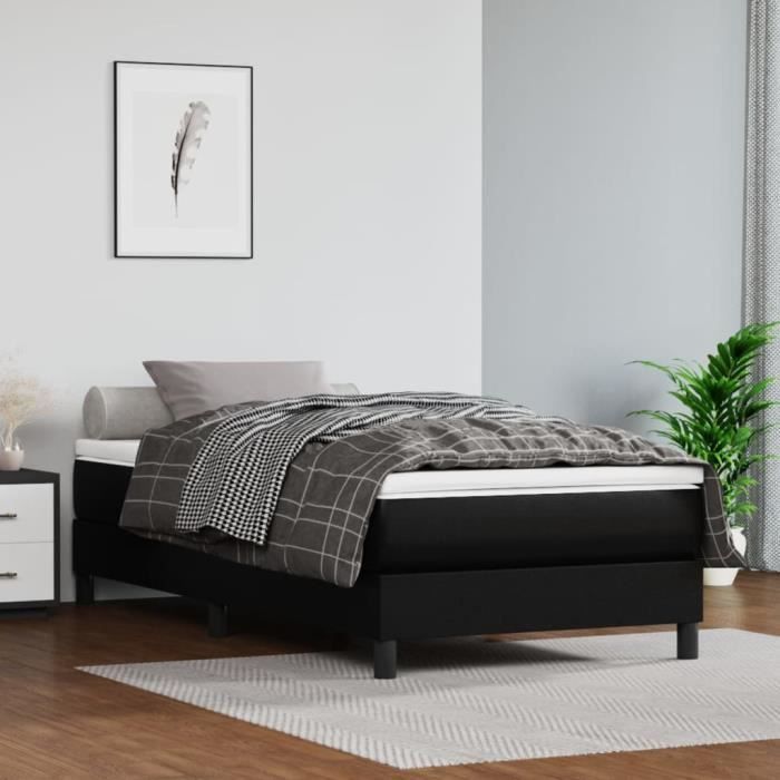 3120670 vidaXL Base de cama de muelles negra 90x190 cm Piel sintética