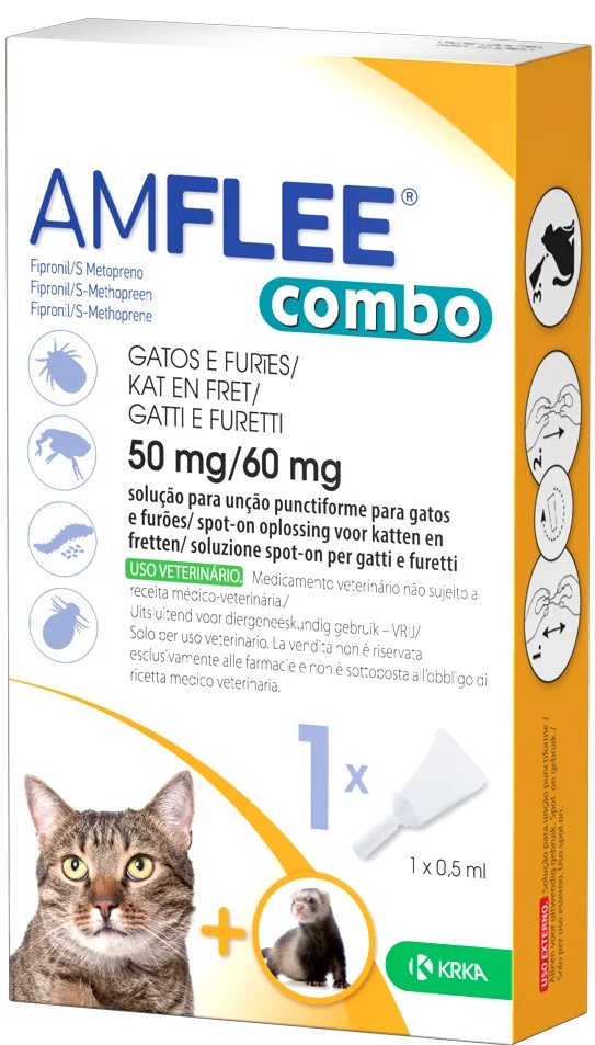 AMFLEE Amflee Combo 50 mg/60 mg Katten en fretten Hals 1 pipet