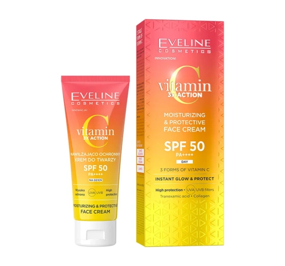 Eveline Cosmetics Vitamin C 3 x Action nawilżająco-ochronny krem do twarzy SPF50 30 ml
