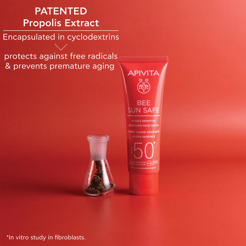 Creme facial calmante e hidratante Apivita Bee Sun Safe Hydra Sensitive FPS 50+
