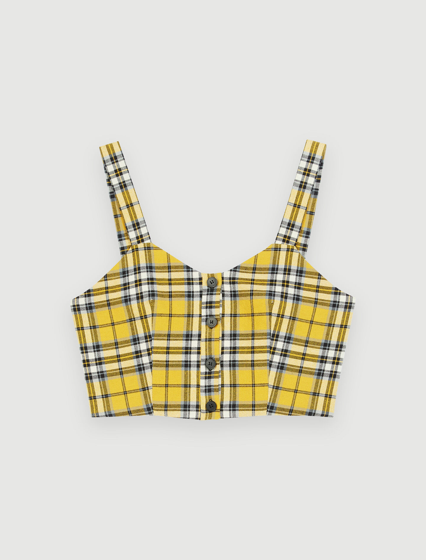 Top scurt în stil tartan - Galben