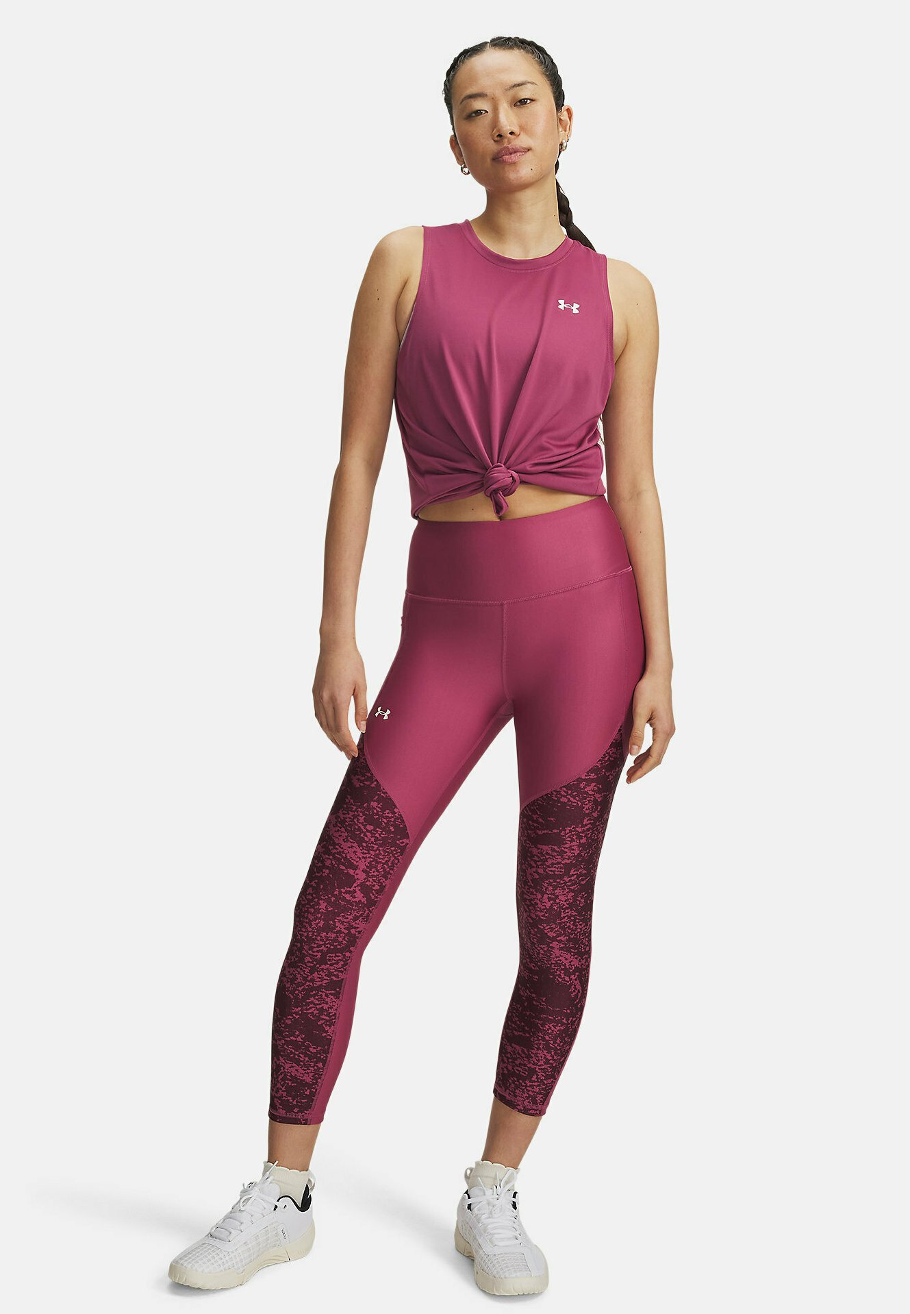 Under Armour TECH PRINTED PANEL - Leggings - fuchsia dusk