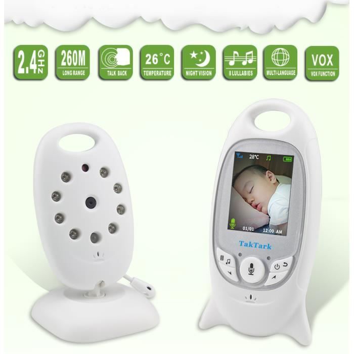 Monitor de video para bebés, visión nocturna, cámara de seguridad para bebés, control de temperatura, con 8 nanas, monitor para bebés