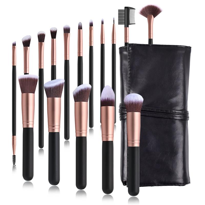 Set di 14-16 pennelli per trucco professionali per fondotinta, cipria e ombretto, per sfumare il trucco, kit di strumenti di bellezza.