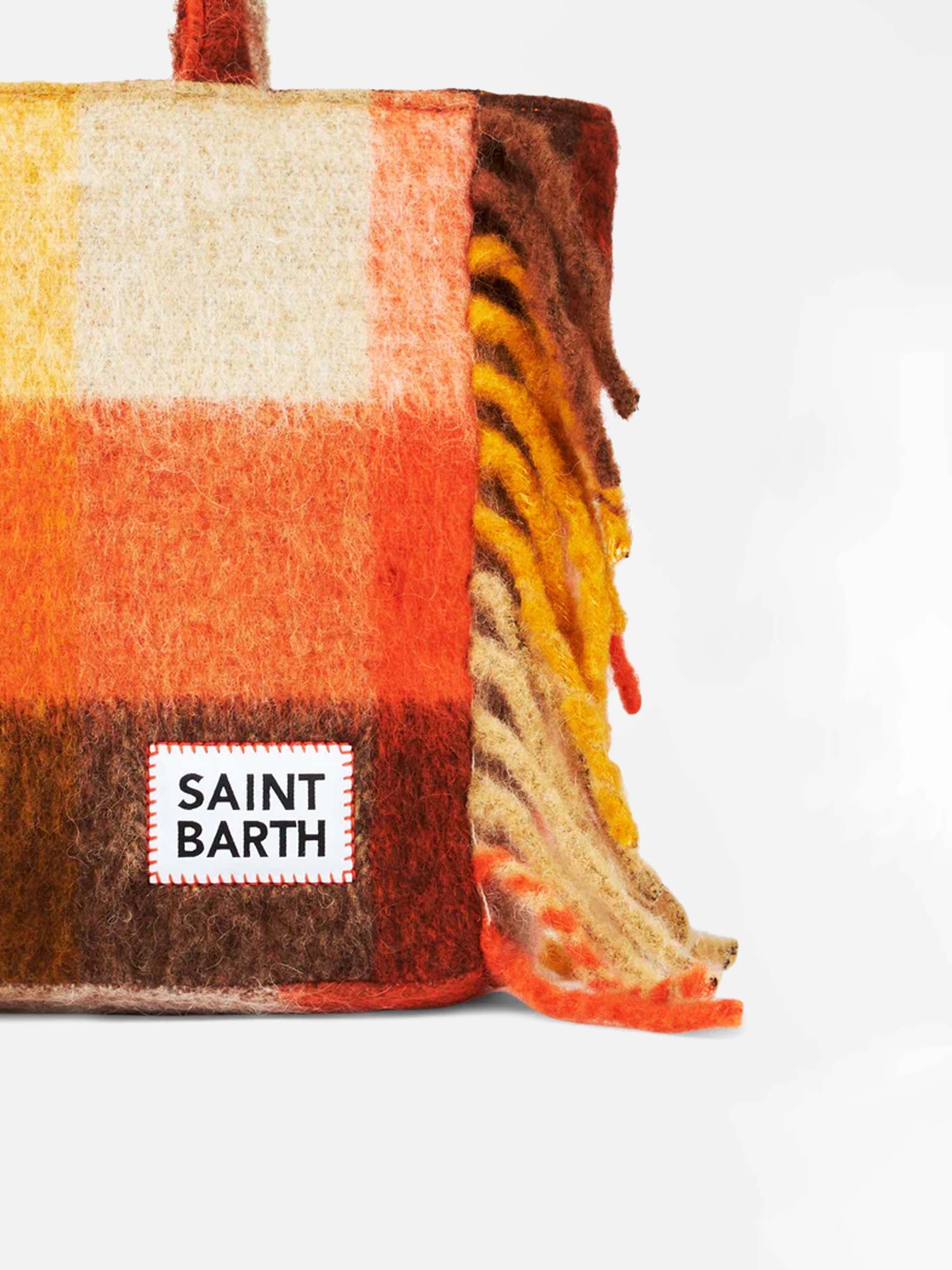 Schoudertas met Vanity-bekleding, veelkleurig ruitpatroon en franjes.