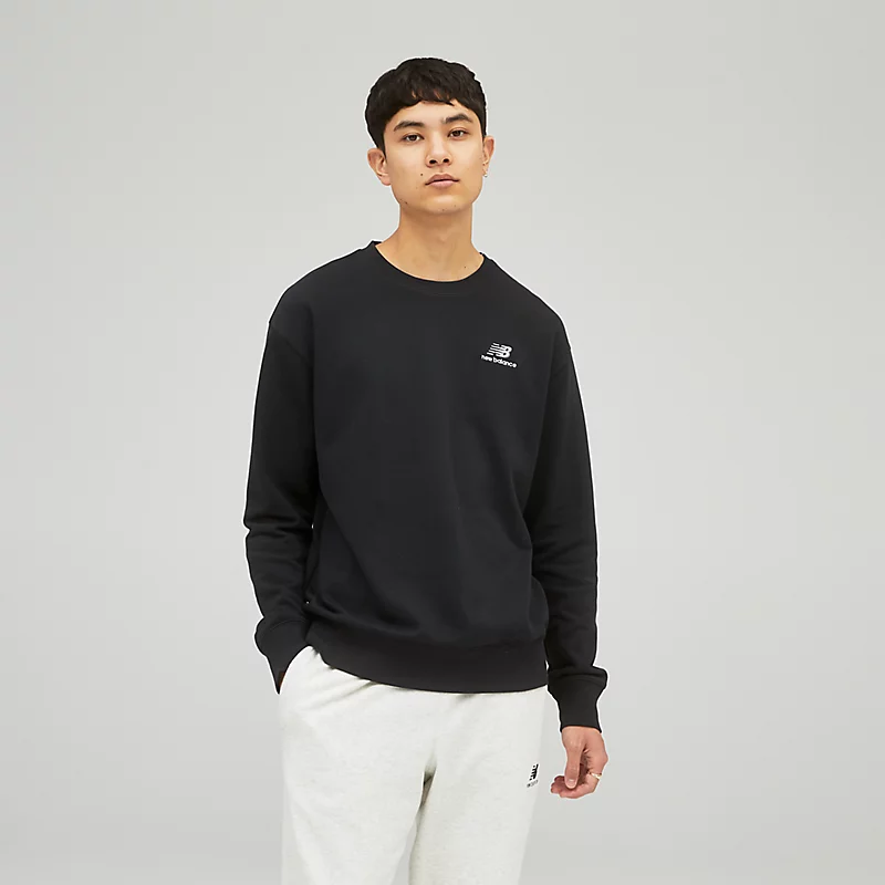 Bluza z okrągłym dekoltem unisex z materiału French Terry – czarna