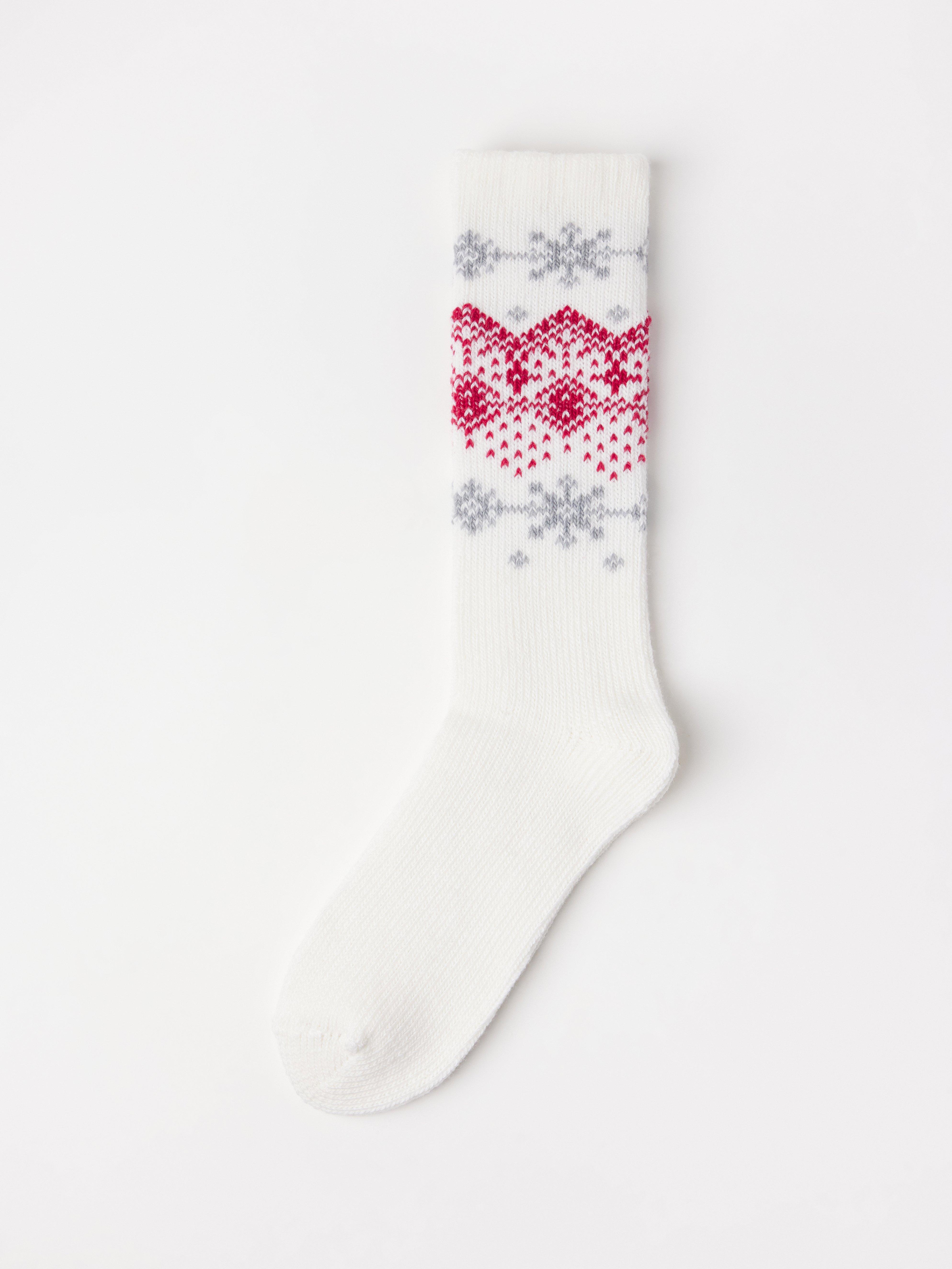 Světle bílé ponožky se vzorem Fair Isle
