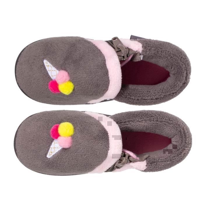 Pantuflas Isotoner para bebé niña con suela antideslizante, color gris.