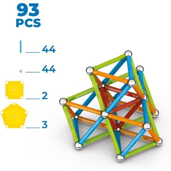 Jeu de construction magnétique - GEOMAG - Supercolor - 93 pièces - Magnétique - Dès 3 ans