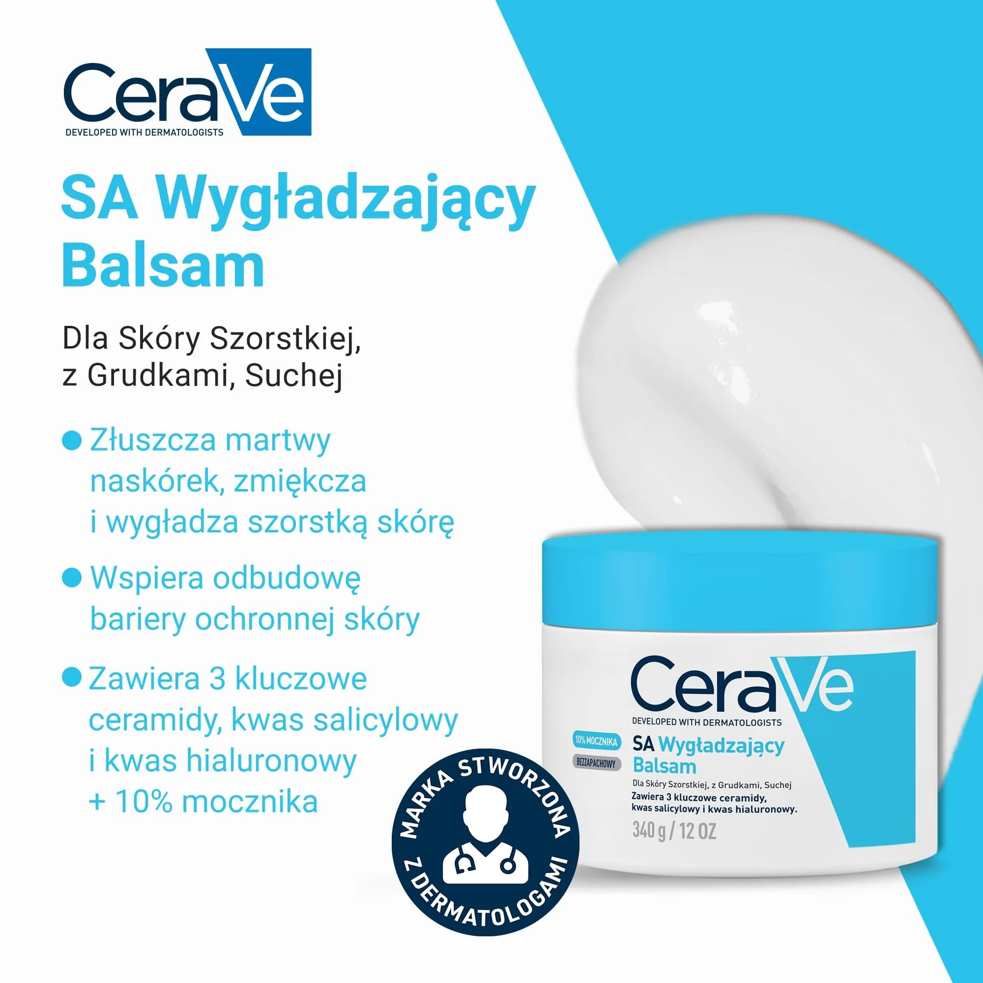 CeraVe Wygładzający balsam do skóry szorstkiej, z grudkami, suchej