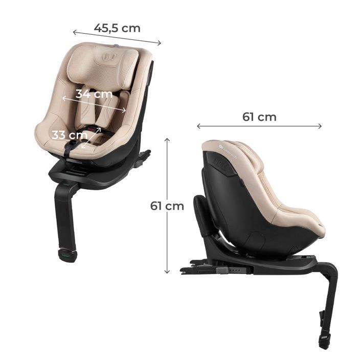 Seggiolino auto Kinderkraft I-GUARD PRO i-Size 61-105 cm, rotazione a 360°, cinture di sicurezza a 5 punti, schienale regolabile, scocca AIR SHELL, beige