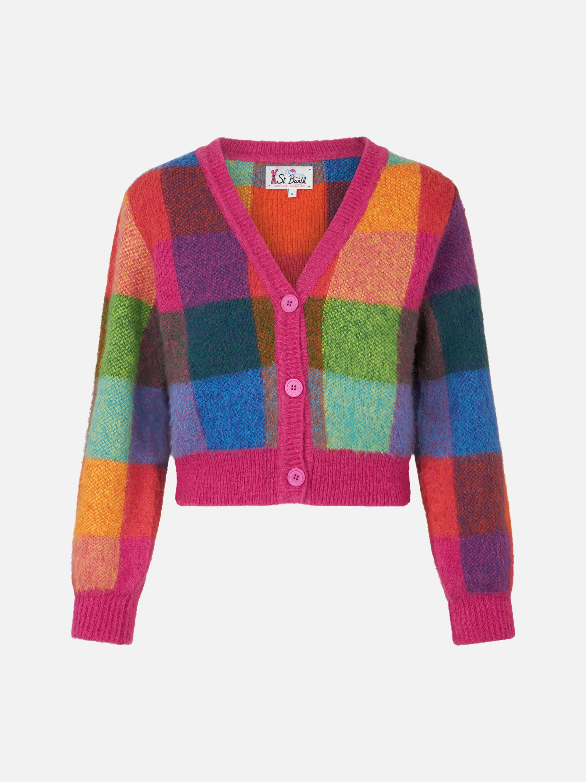 Korte, geborstelde cardigan voor dames met pofmouwen