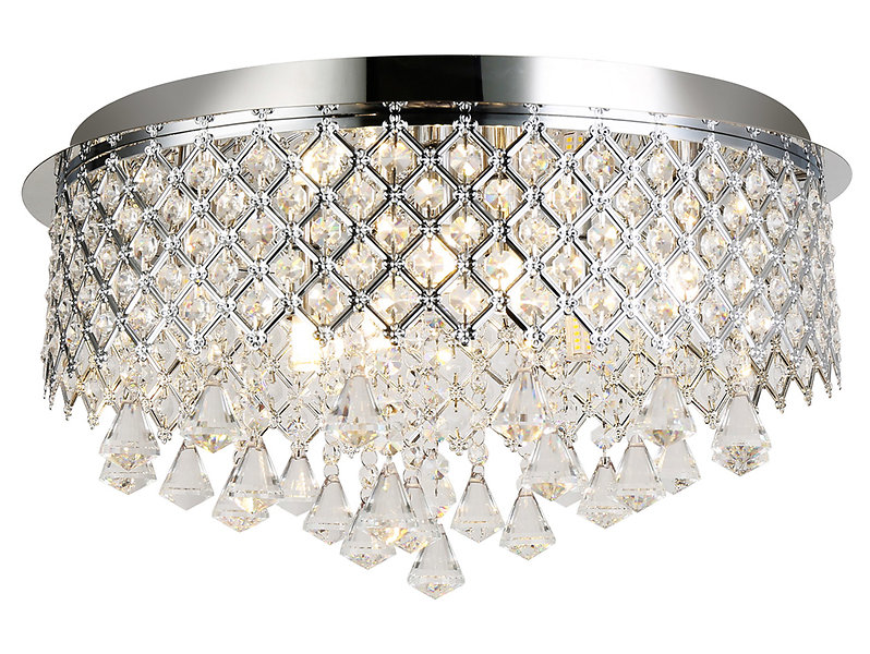 Lampa sufitowa Kristal 7-punktowa stalowa srebrna