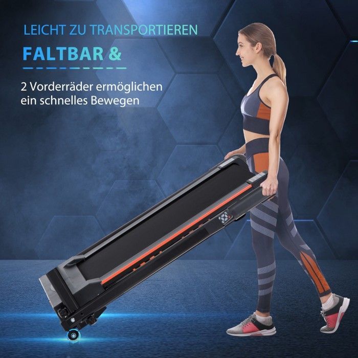 Opvouwbare elektrische loopband - LCD-scherm - Fitnesssnelheid 1-6 km/u - Zwart - Stevig stalen frame - 105x56x108,5 cm - Compact