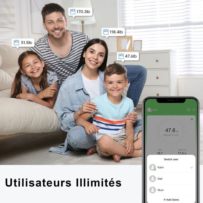 Intelligente Badezimmerwaage mit 25 Körperanalyseanzeigen, VA-Farbdisplay, Mehrbenutzerfähig, kompatibel mit Android und iOS, max. 180 kg