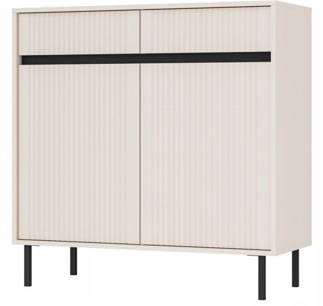KOMODA GLAMOUR 100 cm RYFLE Nóżki METALOWE 2D2S BEŻOWA OSAKA