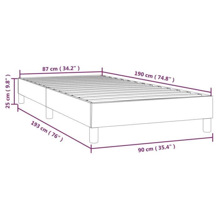 Bettgestell – FYDUN – YIN – 90 x 190 cm – Dunkelgrau – Federkern – Einfache Montage