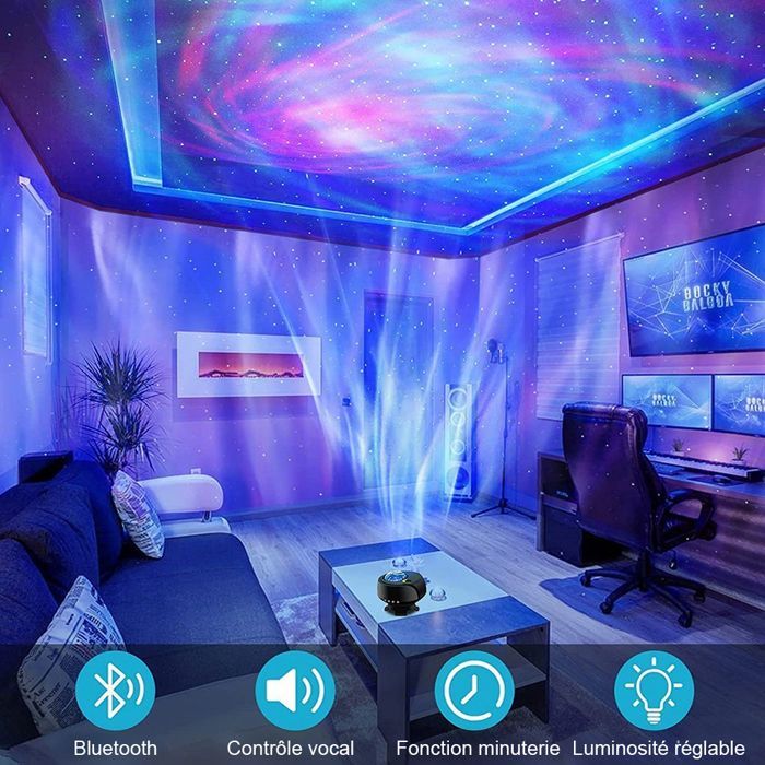 Large Galaxy Projector - Nebula Starry Sky - LED Projection Lamp with Remote Control, 4 Colors, Bluetooth - for Children