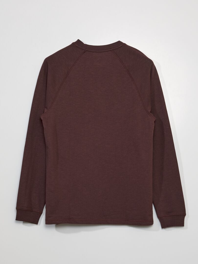 Zwaar T-shirt met lange mouwen - BRUIN