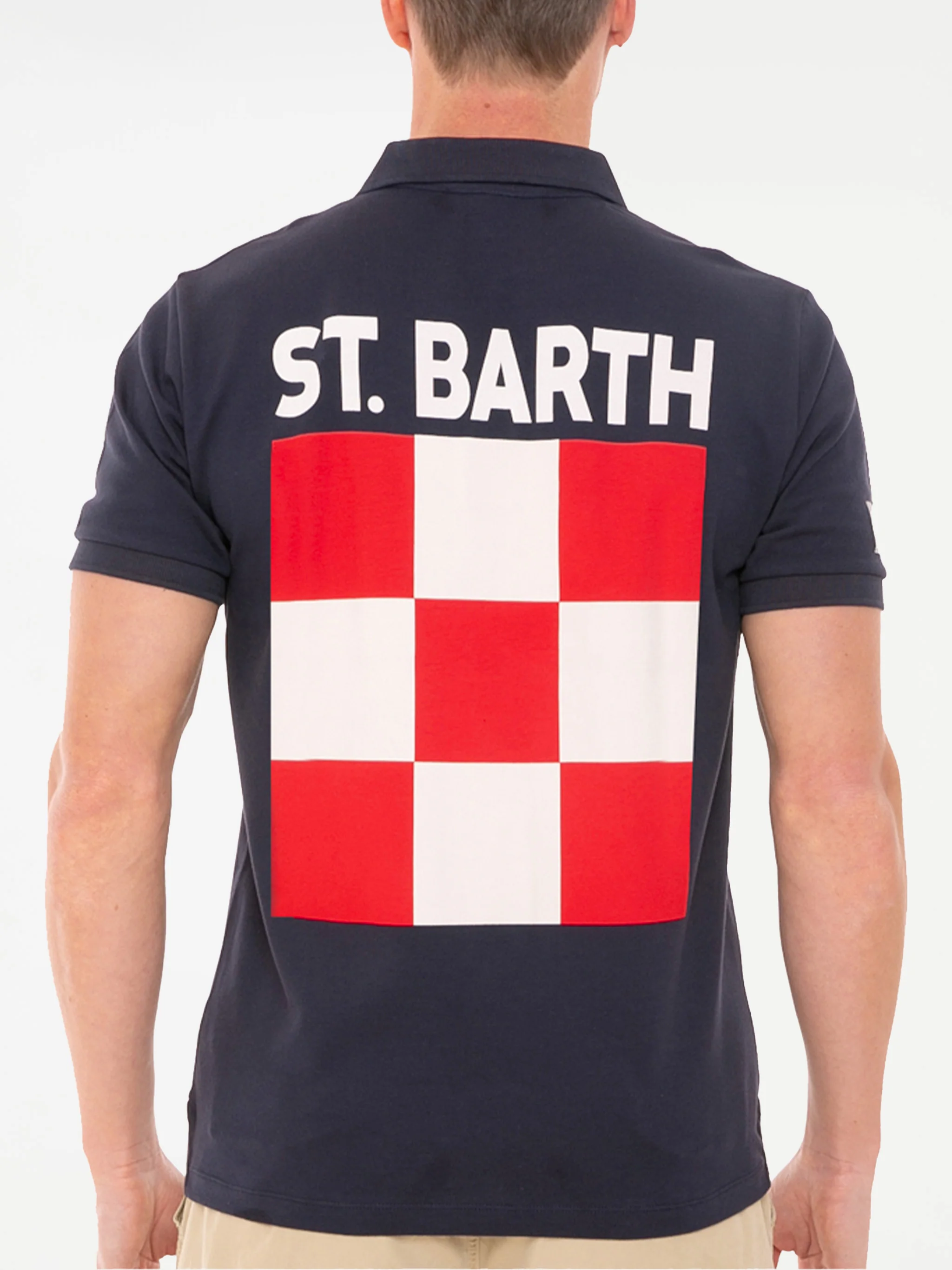 Camisa polo azul com estampa xadrez de St. Barth