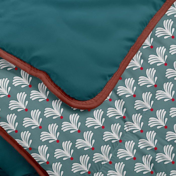 Copripiumino Sully Warm Stampato 140x200cm per letto 90x190cm - Microfibra - 350g/m² - Prodotto in Francia - Blu Verde - BLEU CALIN