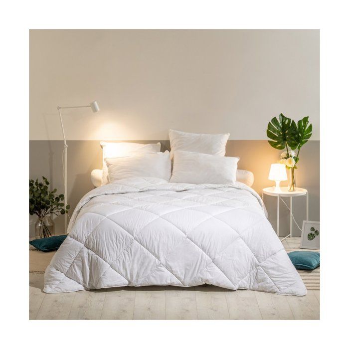Lavabile a 95°C: Piumino caldo 140x200cm + 1 cuscino 60x60cm + Coprimaterasso 90x190cm - BLUE CALIN