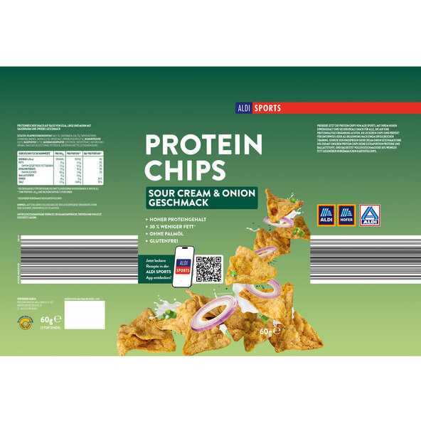 Chipsuri proteice cu smântână și paprika, set de 12 bucăți (12 x 60 g = 720 g)