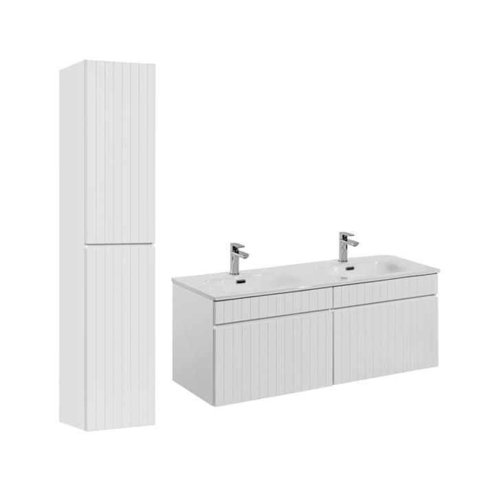 Double vanity unit with built-in column - 120 cm - Emblematic White