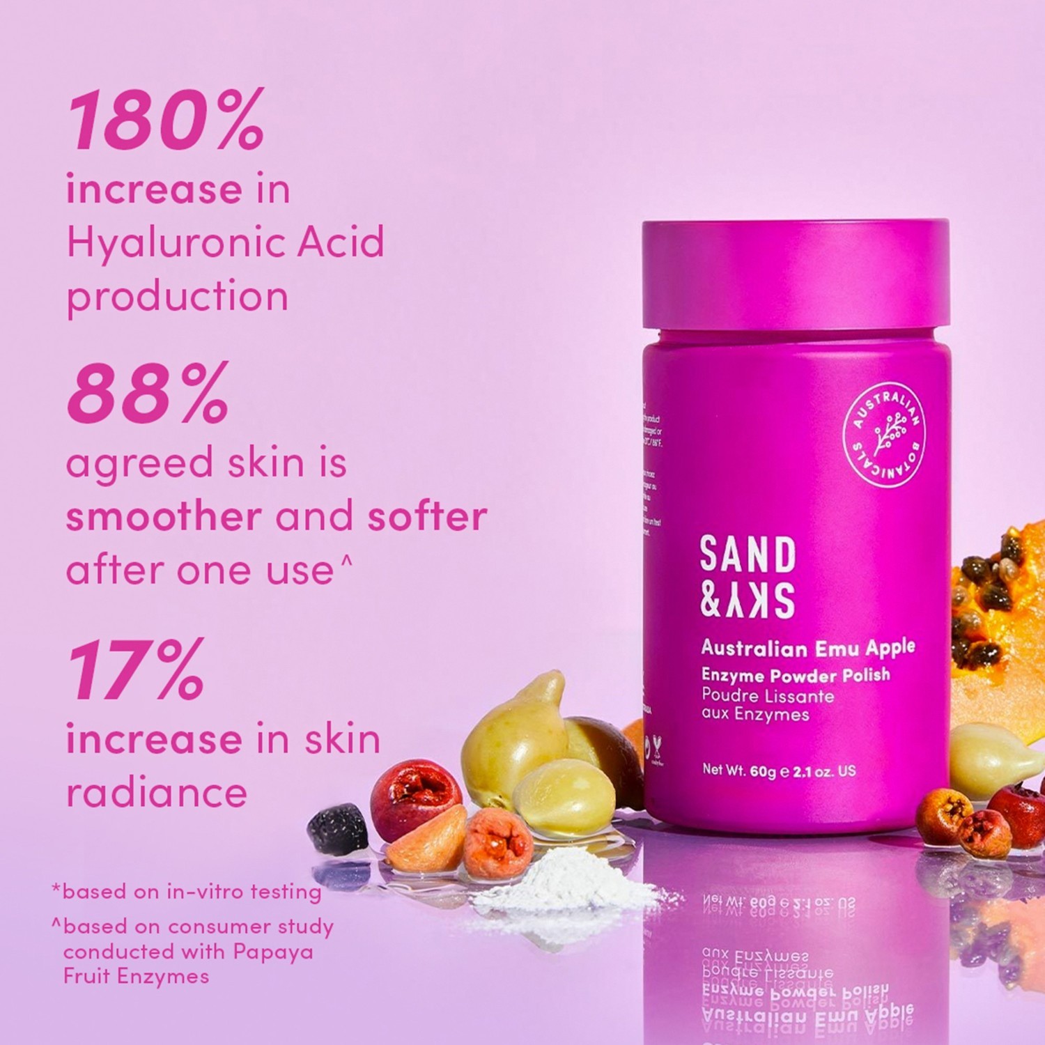 „Sand & Sky“ veido šveitiklis su australietiškų emu obuolių fermentų milteliais – 60 g