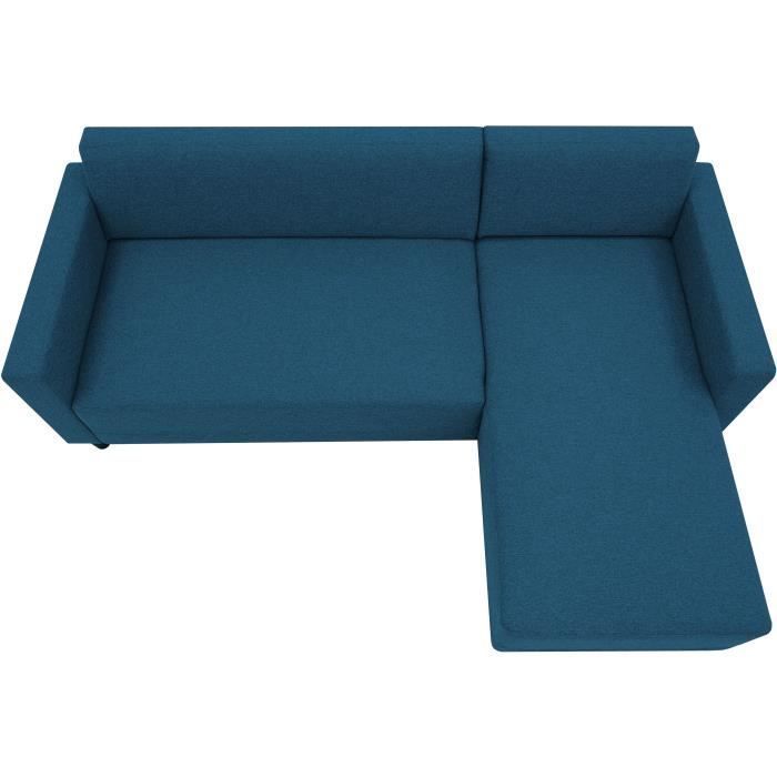 BOB 4-seater fixed corner sofa - Navy fabric - Reversible - W 197 x D 117 x H 65 cm