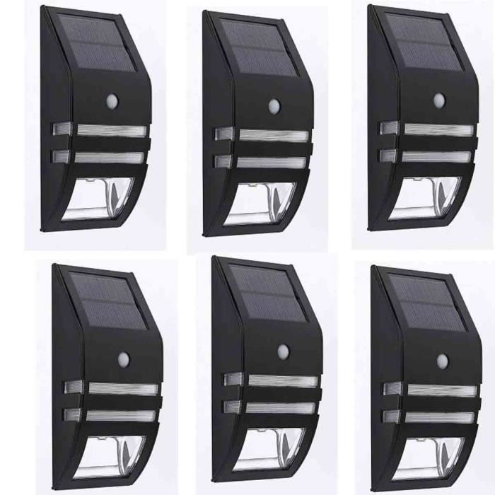 STOEX® [Solar LED Wall Light] 6 Pack Outdoor Solar Lights with Automatic Motion Detectors, Powered by Solar Energy