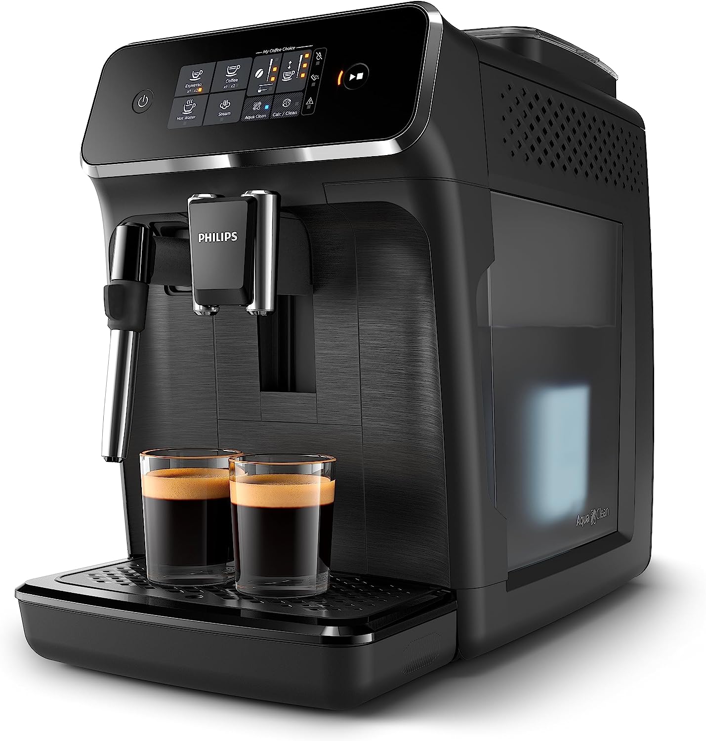 Cafetera espresso automática PHILIPS Serie 2200 - Espumador de leche clásico, 2 variedades de café, pantalla táctil intuitiva, color negro (EP2220/14)