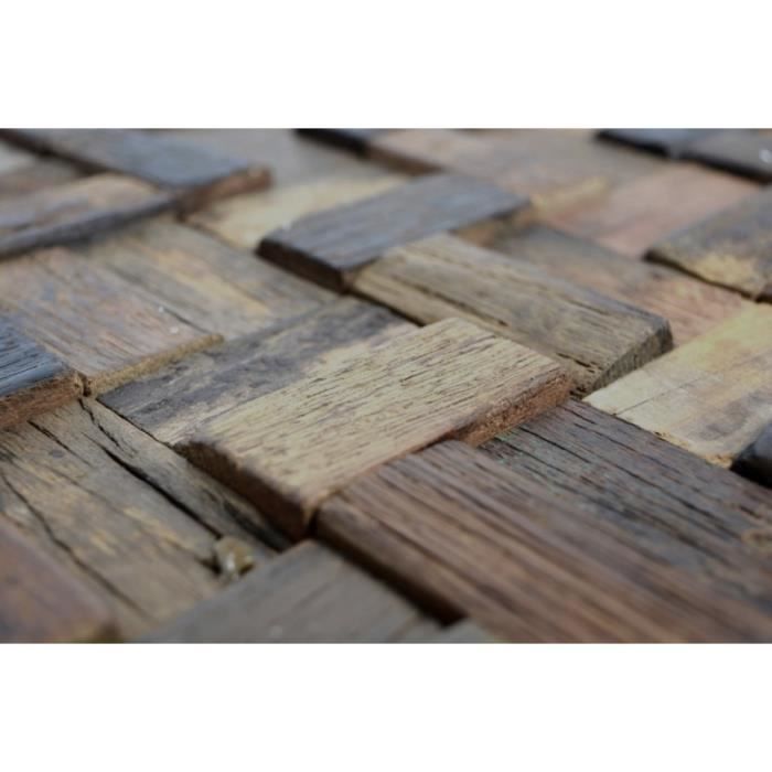 Mosaïque de bois - Wood FSC - MOS160-25 - Rectangle - Brillant - Brun foncé