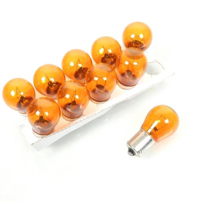 RMS Orange Motorcycle Bulb for Car, Motorcycle, Scooter, 12V 21W BAU15s, Pack of 10, New