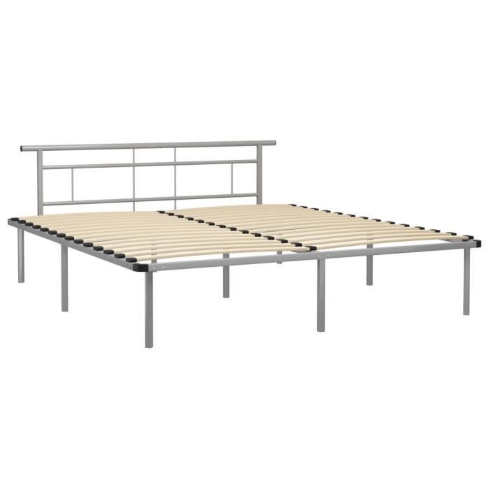 Elegante struttura letto per adulti 200 x 200 cm, in metallo grigio, peso 25,6 kg.