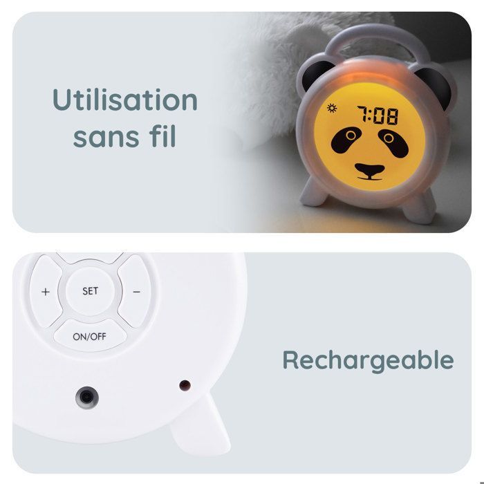 Alecto BC100PANDA - Reloj despertador educativo y luz nocturna, panda