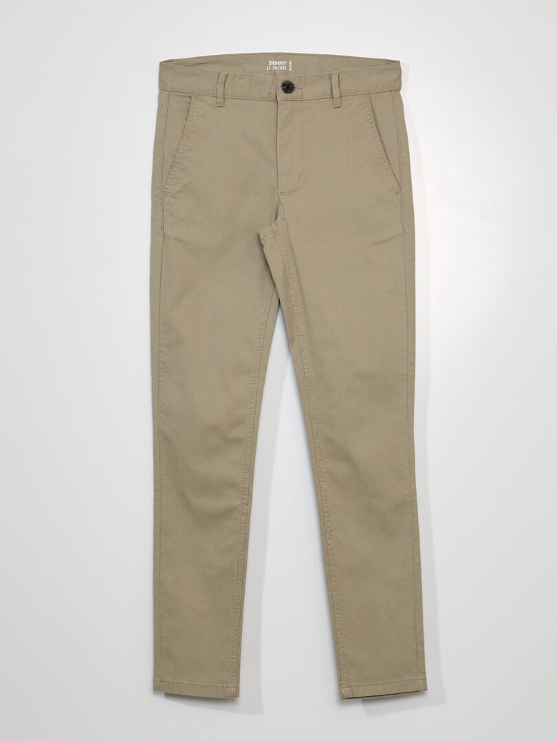 Nauwe stretch chino broek - L32 - BEIGE