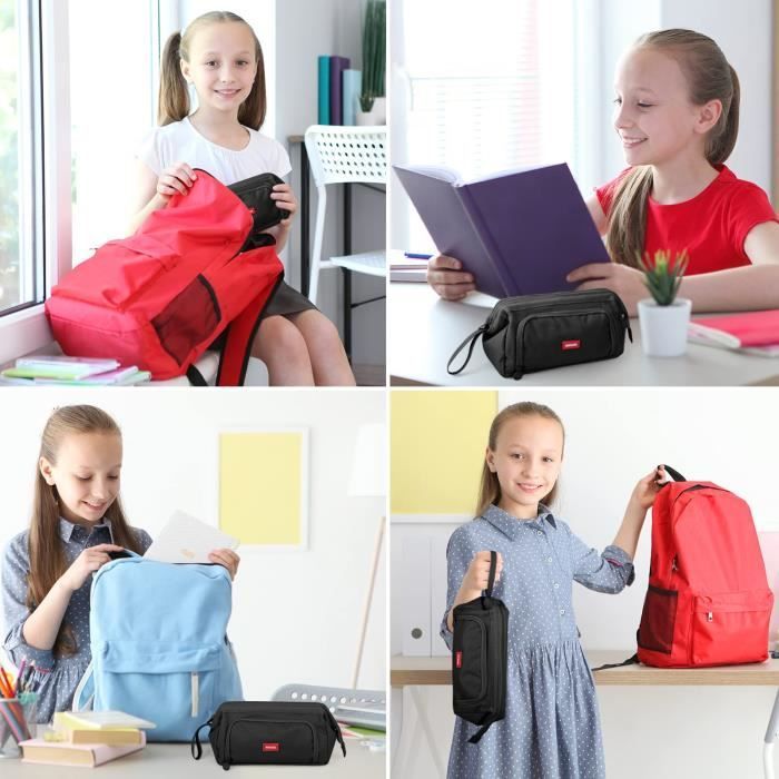 Large Capacity Pencil Case, School Pencil Bag, Makeup Bag for Girls and Boys, Black