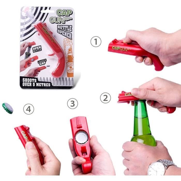 Abrebotellas - Pistola para tapones - Abrebotellas portátil - Rojo - Diseño contemporáneo - 1 unidad