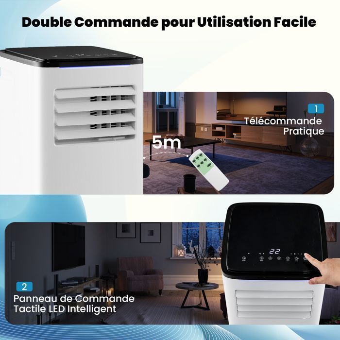 Draagbare airconditioner van 9000 BTU - RELAX4LIFE - 4-in-1 - Ontvochtiger - Koeler - Verwarming - 24-uurs timer - Energieklasse A