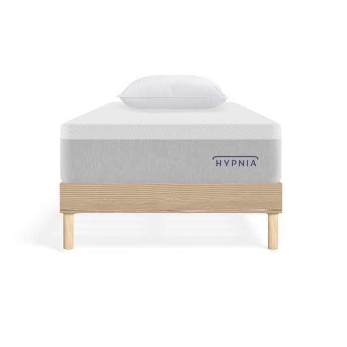 Hypnia - Juego de colchón de muelles de 25 cm con base de cama color antracita y almohada de 90x200 cm.