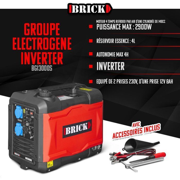 Gerador a gasolina - Inversor - BRICK - BGI3000S - 2900 W máx. - Monofásico